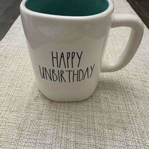 Rae Dunn White Mug with Green Interior - 'Happy Unbirthday'